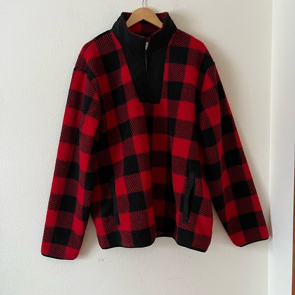 Old Navy Buffalo plaid quarter zip sweatshirt XXL